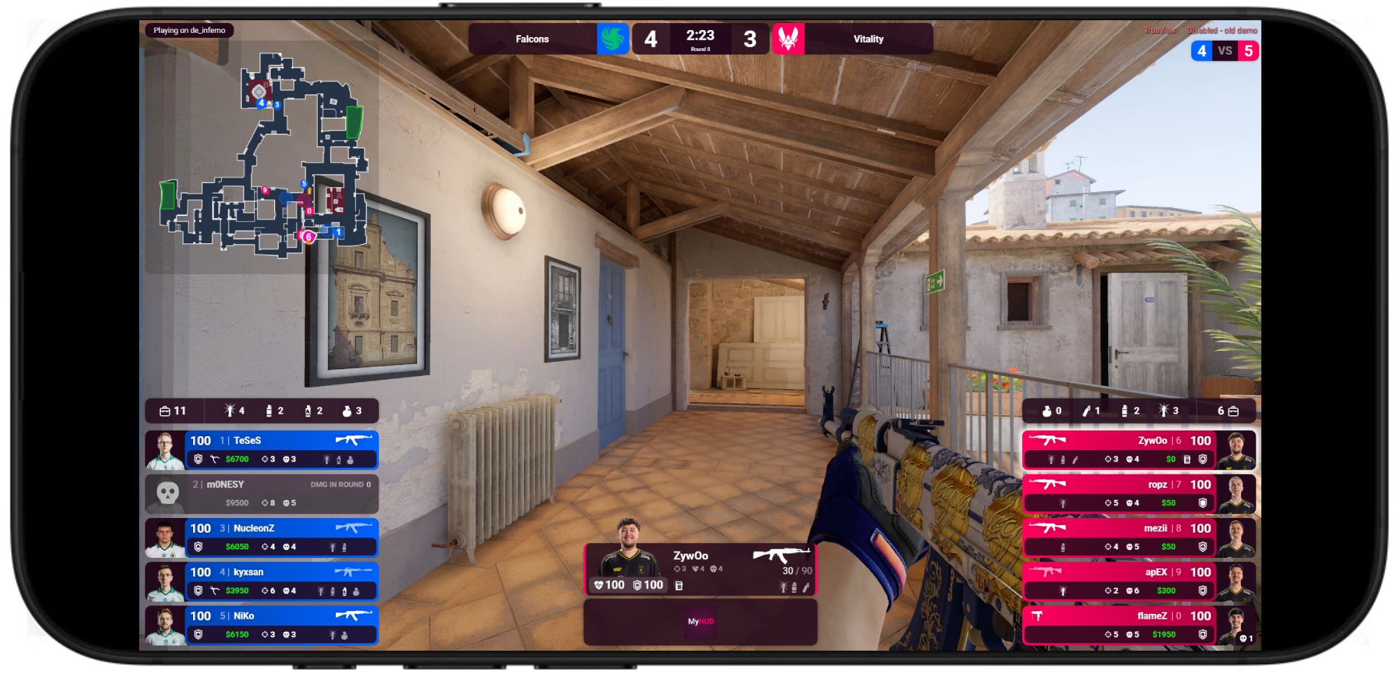 MyHUD desktop app preview showing the CS2 HUD configurator