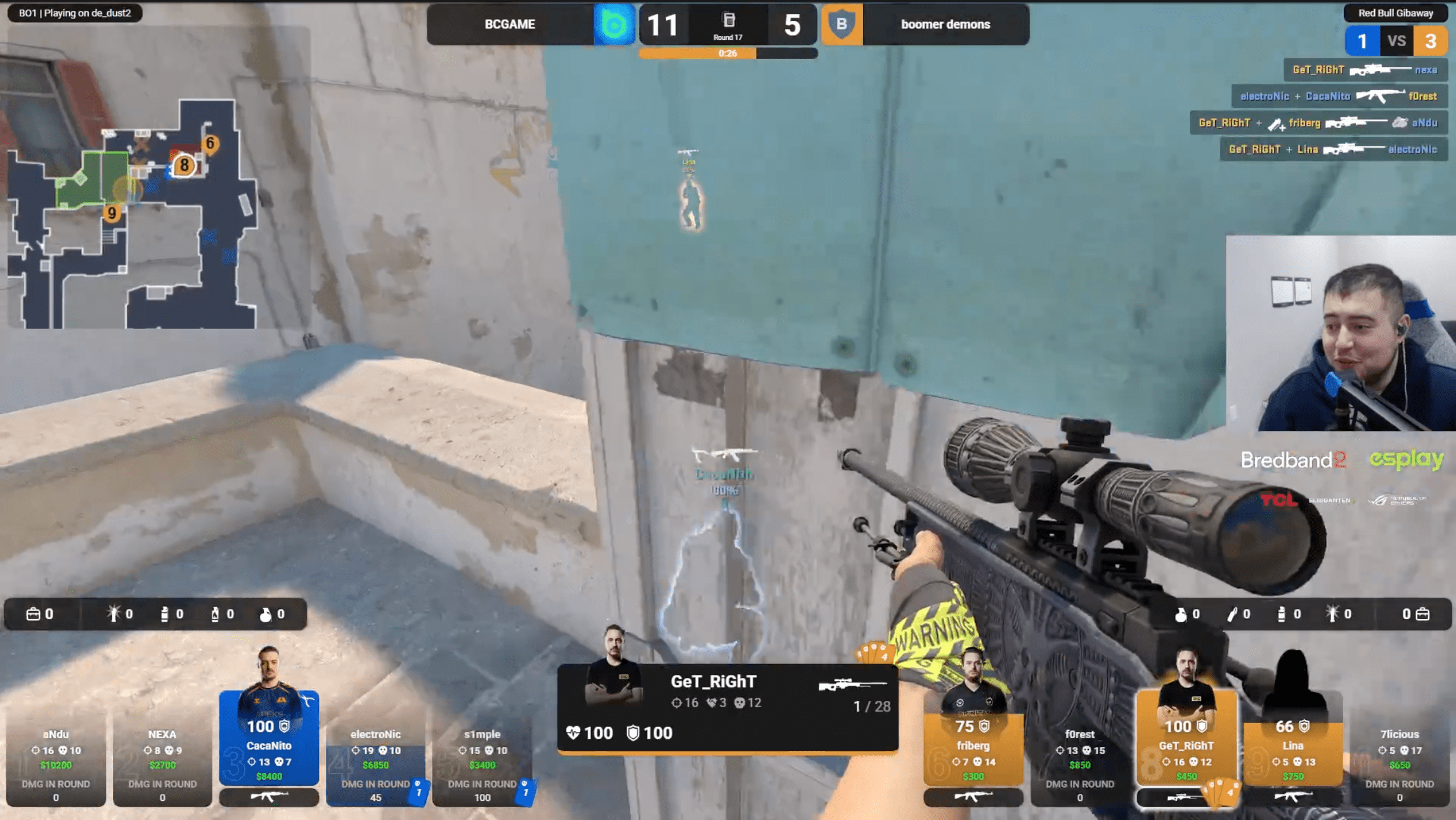 Trottah using the MyHUD CS2 HUD on stream